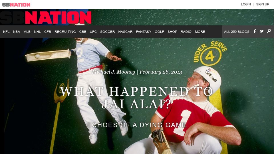 Screenshot of sbnation.com: What Happened to Jai Alai? (2013)