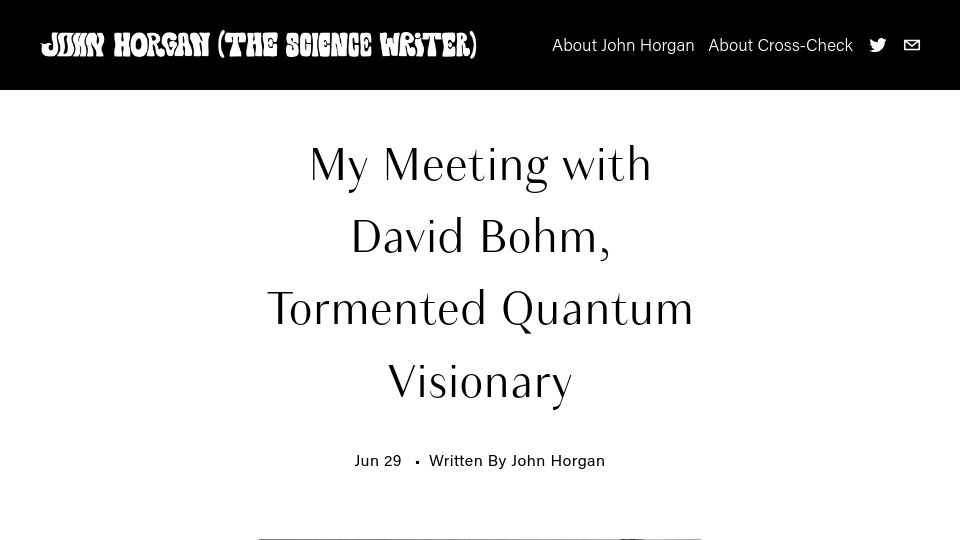 Screenshot of johnhorgan.org: My Meeting with David Bohm