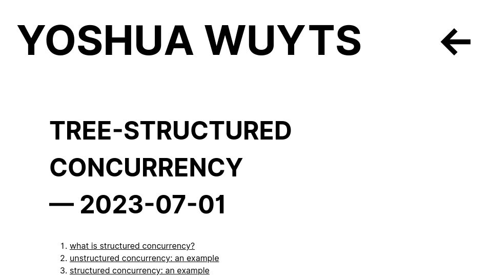 Screenshot of blog.yoshuawuyts.com: Tree-Structured Concurrency