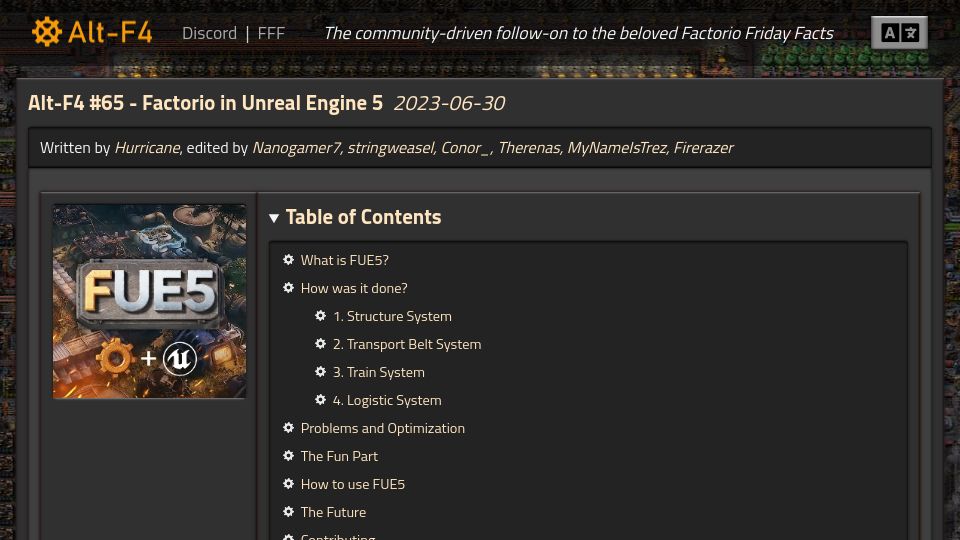 Screenshot of alt-f4.blog: Alt-F4 #65 – Factorio visualizer in Unreal Engine 5