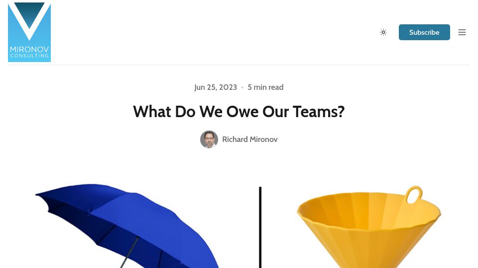 Screenshot of mironov.com: What Do We Owe Our Teams?