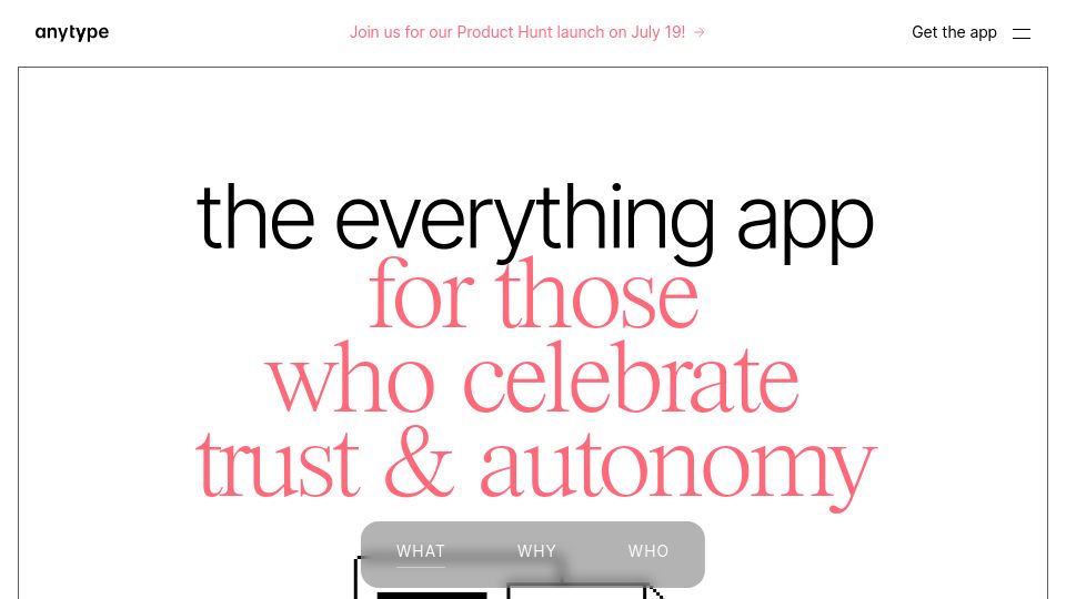 Screenshot of anytype.io: Anytype – local-first, P2P Notion alternative