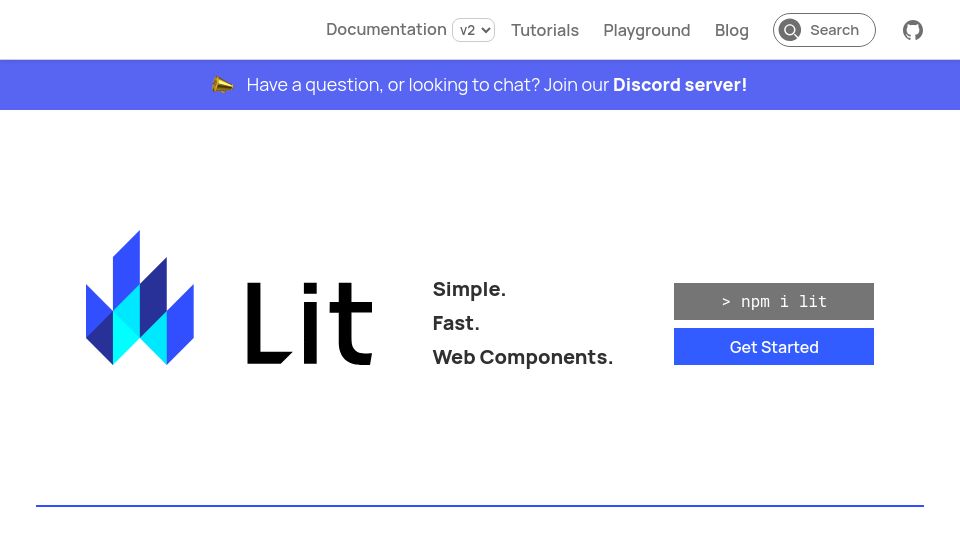 Screenshot of lit.dev: Lit: Simple, fast web components