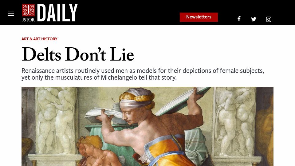 Screenshot of daily.jstor.org: Delts Don’t Lie