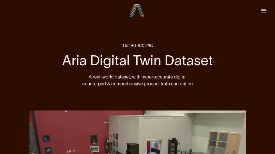 Screenshot of projectaria.com: Project Aria 'Digital Twin' Dataset by Meta