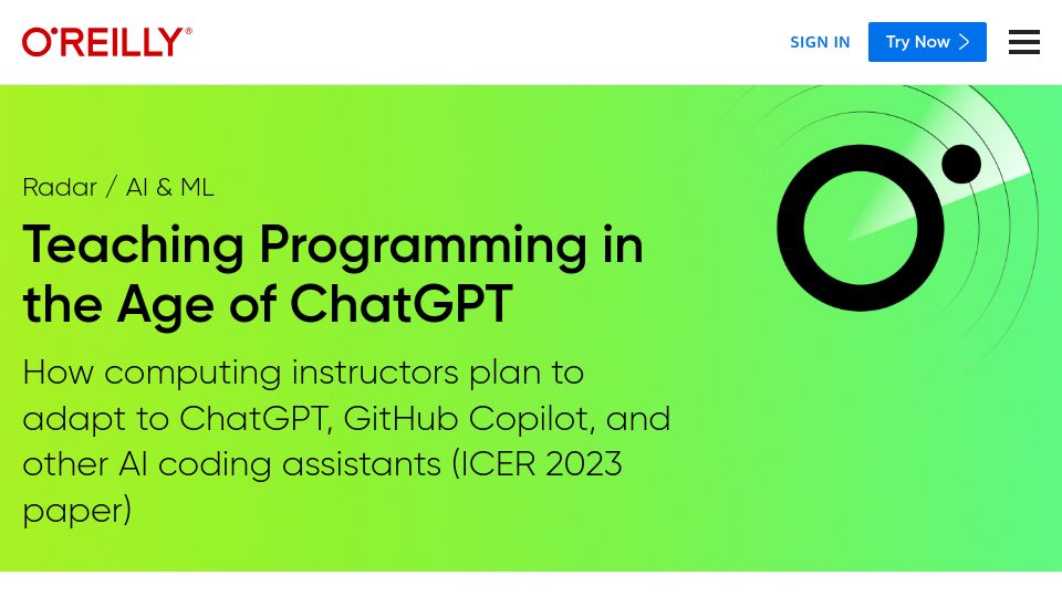 Screenshot of oreilly.com: Teaching Programming in the Age of ChatGPT