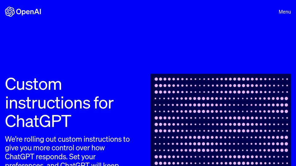 Screenshot of openai.com: Custom instructions for ChatGPT