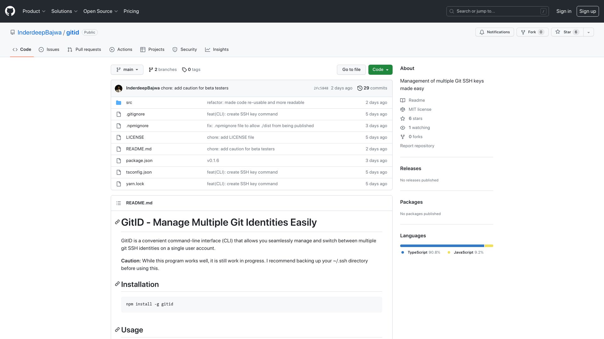 Screenshot of github.com: Use multiple Git SSH identities on a single computer