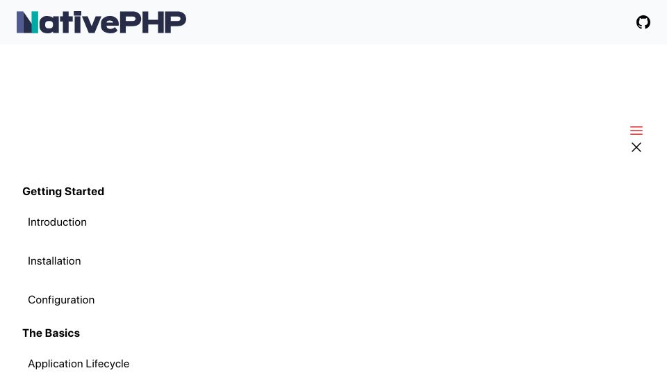Screenshot of nativephp.com: NativePHP: A framework for building desktop apps using PHP