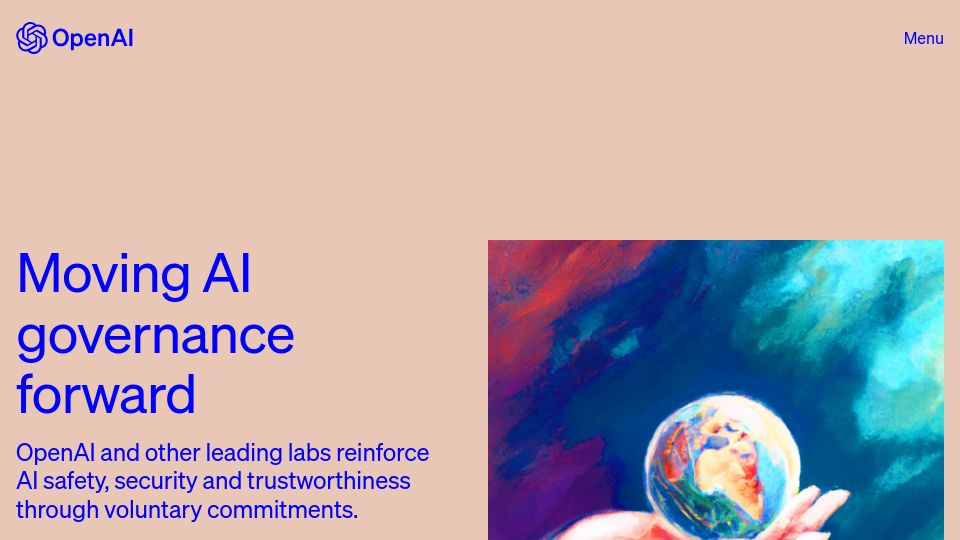 Screenshot of openai.com: Moving AI governance forward – openai.com