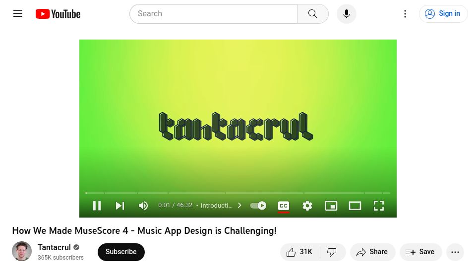 Screenshot of youtube.com: How We Made MuseScore 4 [video]
