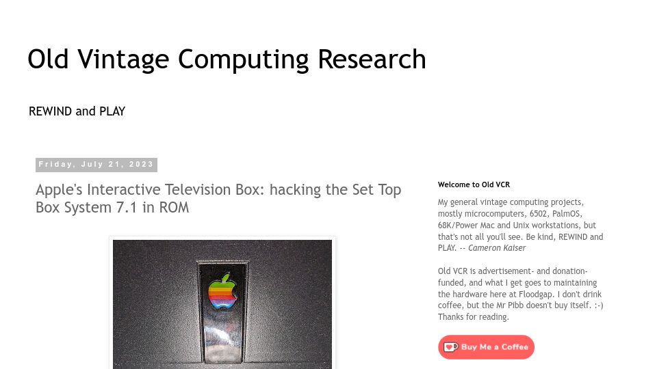 Screenshot of oldvcr.blogspot.com: Apple's interactive television box: Hacking the set top box System 7.1 in ROM