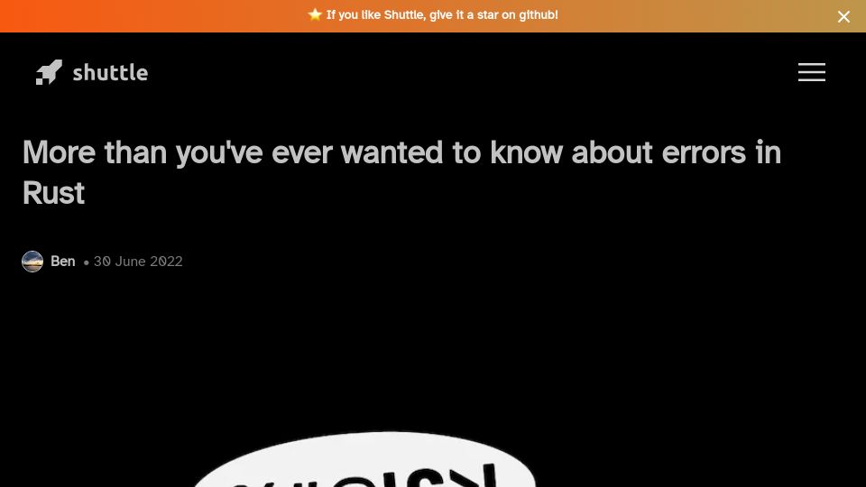 Screenshot of shuttle.rs: More than you've ever wanted to know about errors in Rust (2022)