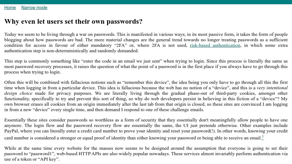 Screenshot of devever.net: Why even let users set their own passwords?