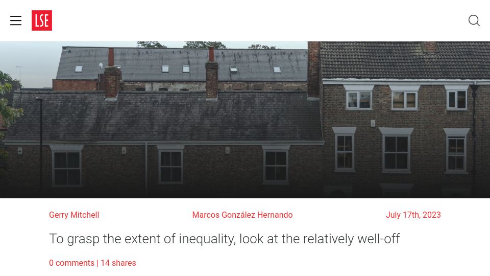 Screenshot of blogs.lse.ac.uk: To grasp the extent of inequality, look at the relatively well-off
