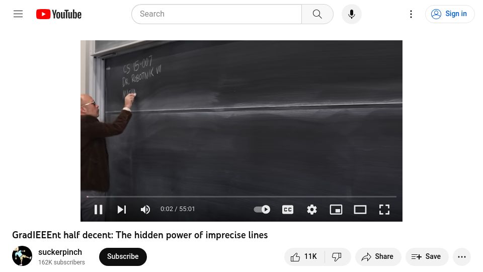 Screenshot of youtube.com: GradIEEEnt half decent: The hidden power of imprecise lines [video]