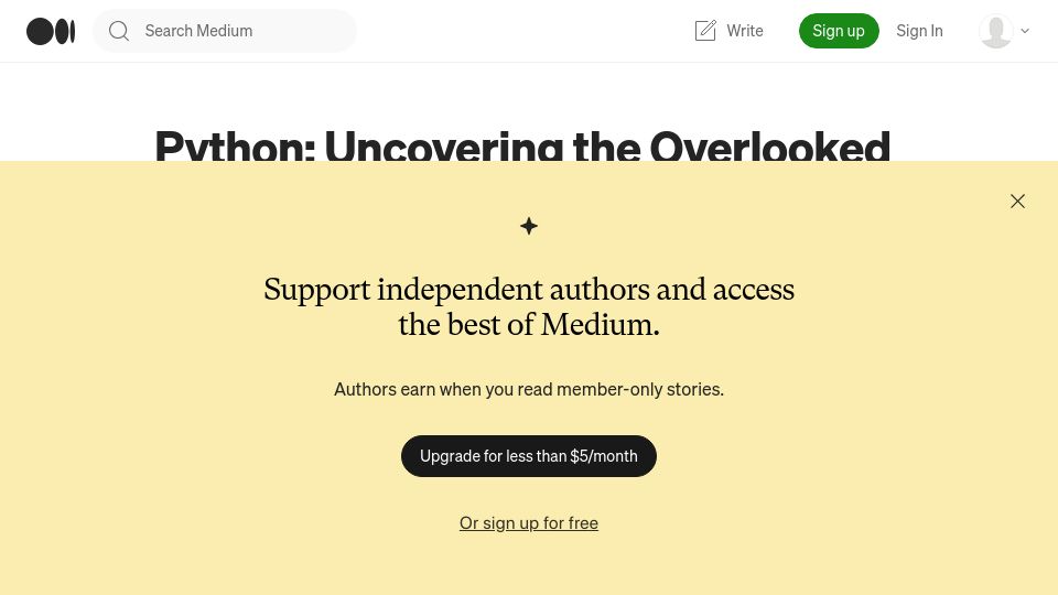 Screenshot of erikvandeven.medium.com: Python: Overlooked core functionalities