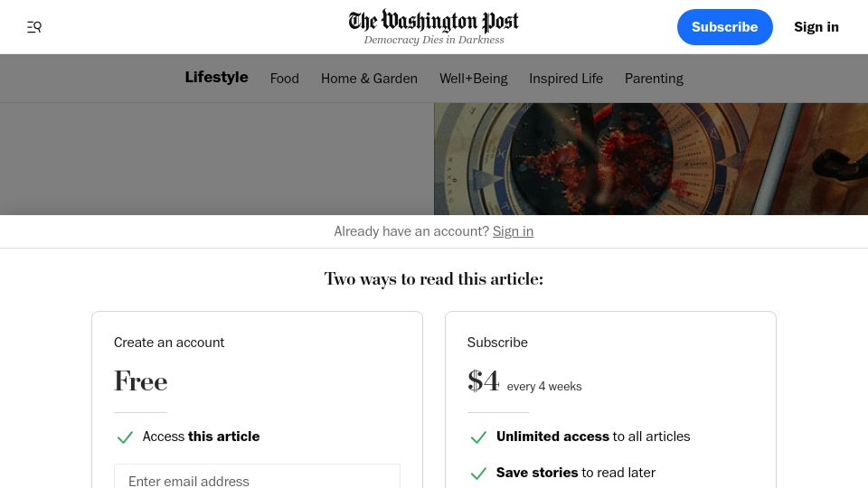 Screenshot of washingtonpost.com: Young people are flocking to astrology
