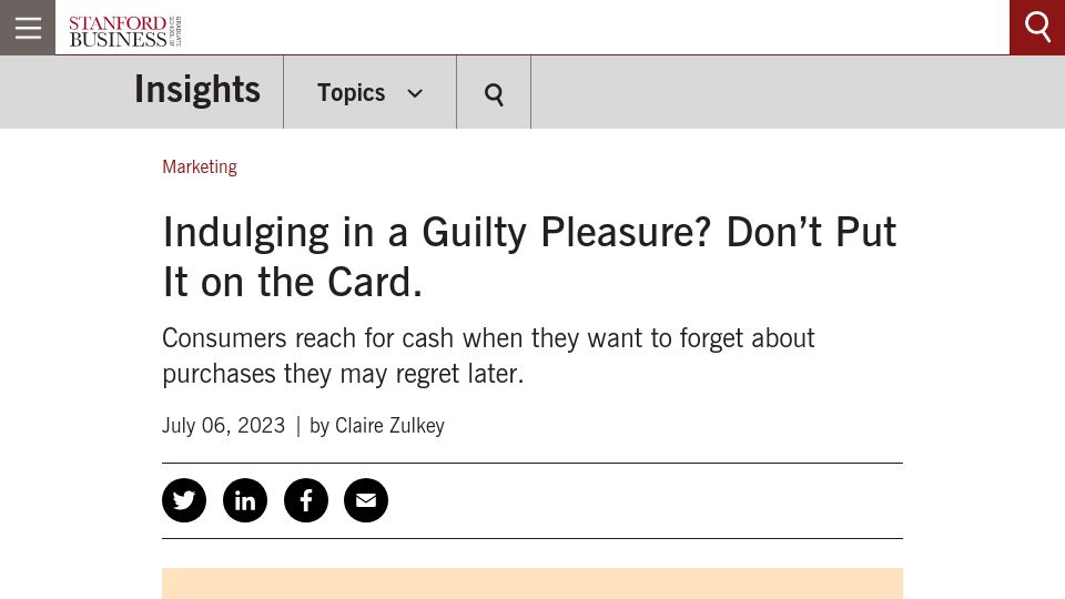 Screenshot of gsb.stanford.edu: Cash Amnesia