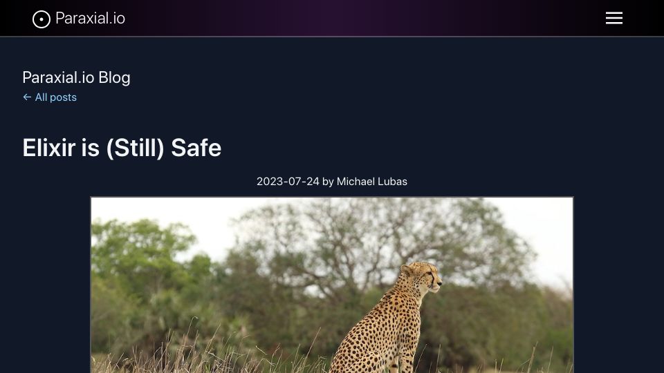 Screenshot of paraxial.io: Elixir is still safe