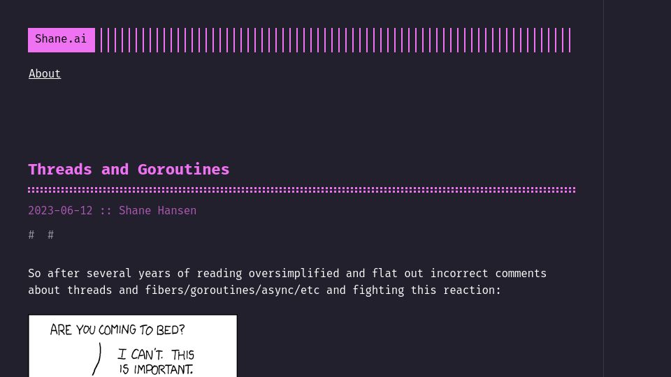 Screenshot of shane.ai: Threads and Goroutines