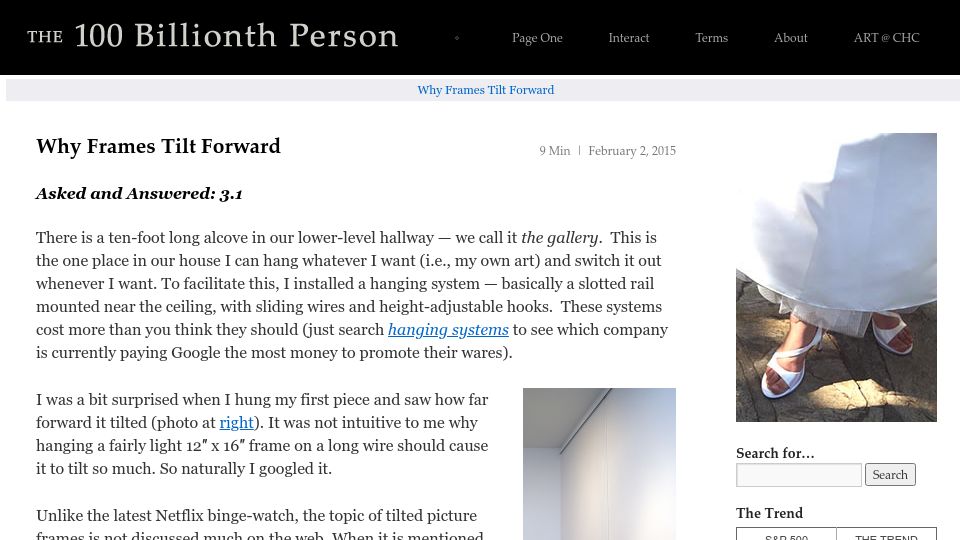 Screenshot of chcollins.com: Why Frames Tilt Forward (2015)