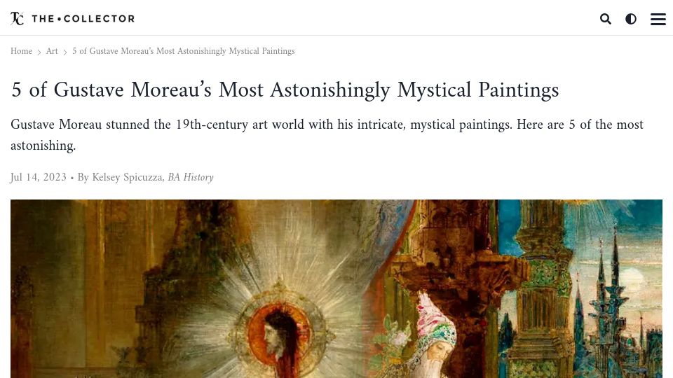 Screenshot of thecollector.com: Gustave Moreau's mystical paintings