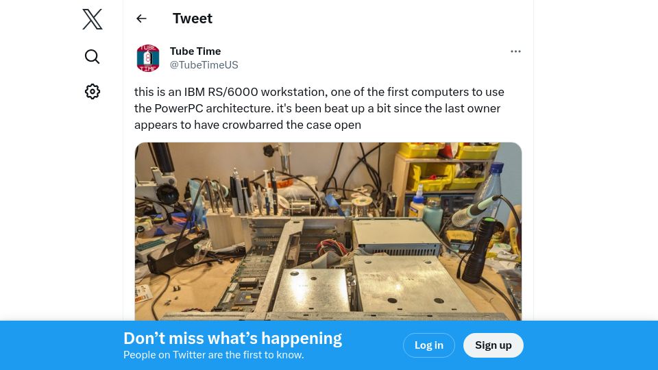 Screenshot of twitter.com: Reviving an IBM RS/6000 Workstation