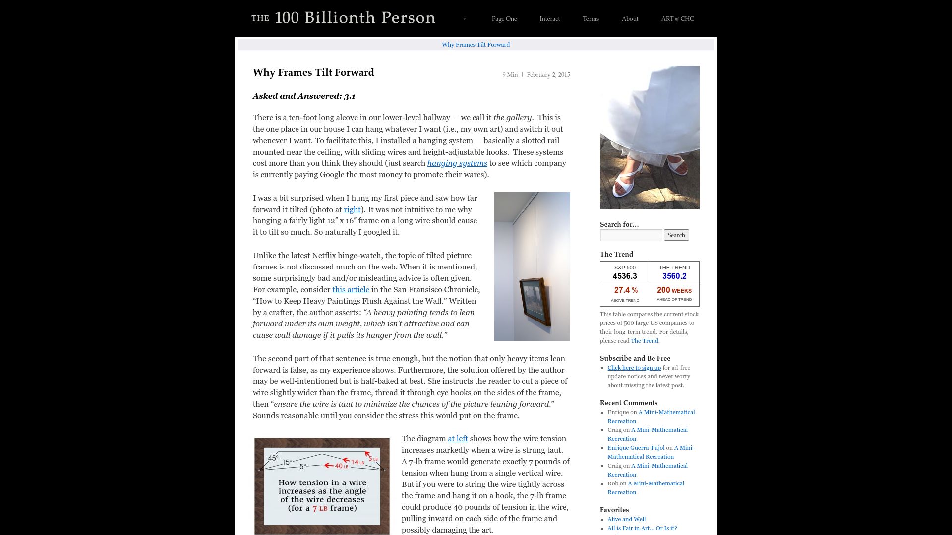 Screenshot of chcollins.com: Why Frames Tilt Forward (2015)