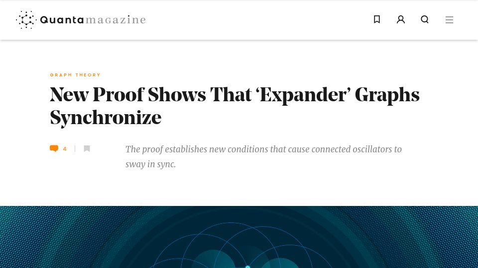 Screenshot of quantamagazine.org: New Proof Shows That ‘Expander’ Graphs Synchronize