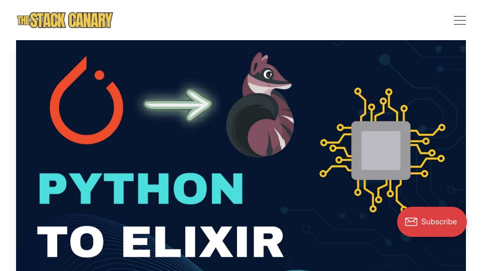 Screenshot of thestackcanary.com: From Python to Elixir Machine Learning