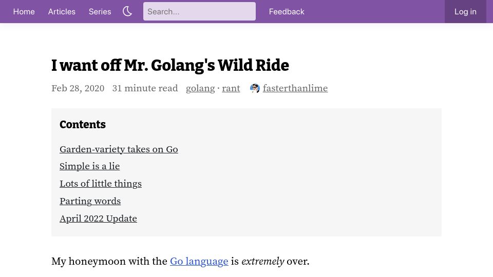 Screenshot of fasterthanli.me: I Want Off Mr. Golang's Wild Ride (2022)