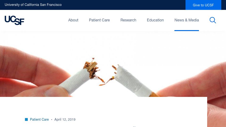 Screenshot of ucsf.edu: Medicaid Could Save $2.6B Within a Year If Just 1% of Recipients Quit Smoking