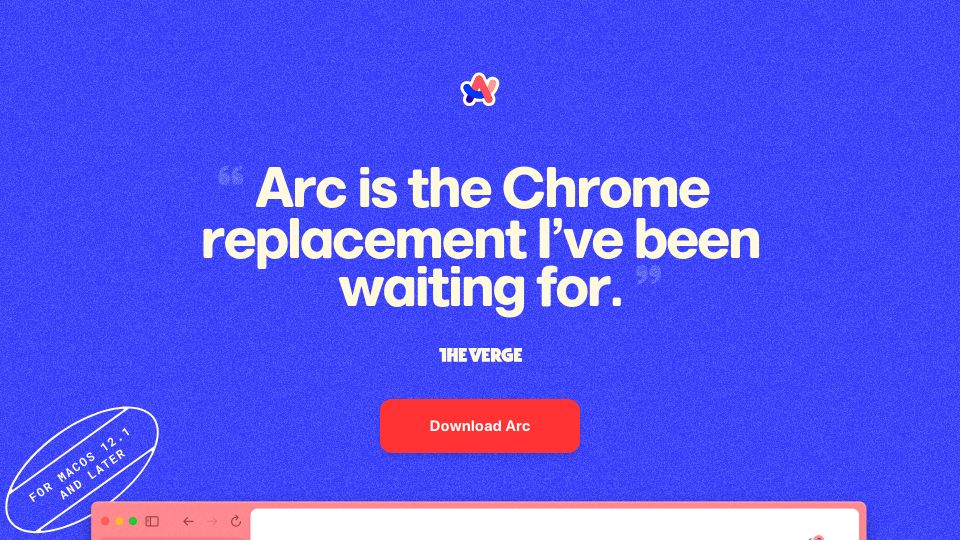 Screenshot of arc.net: Arc Browser 1.0