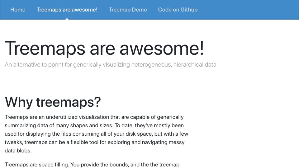 Screenshot of blog.phronemophobic.com: Treemaps are awesome