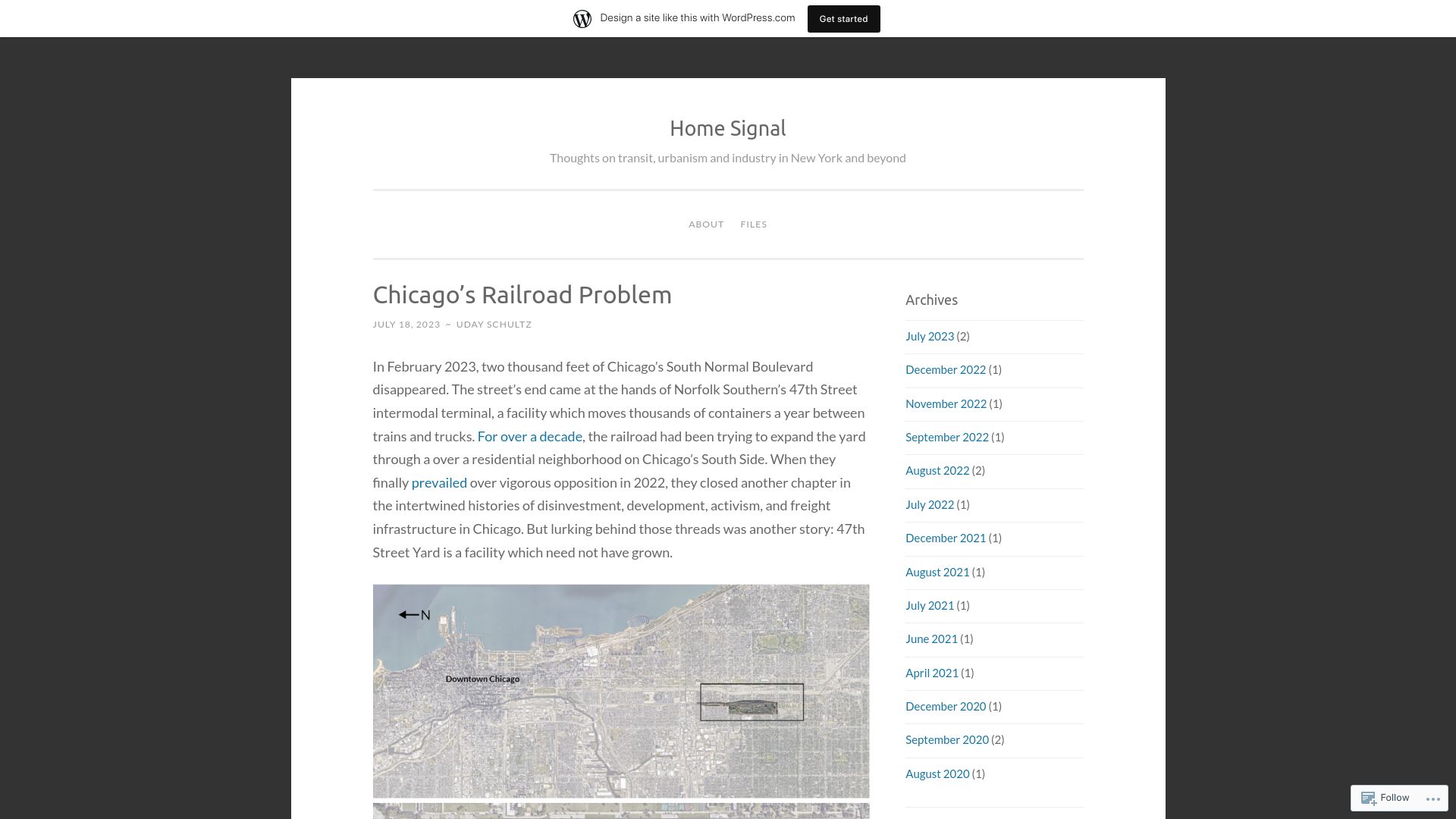 Screenshot of homesignalblog.wordpress.com: Chicago’s Railroad Problem