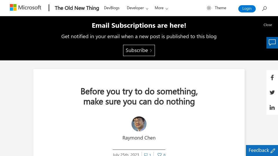 Screenshot of devblogs.microsoft.com: Before you try to do something, make sure you can do nothing