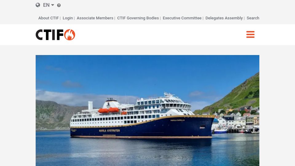 Screenshot of ctif.org: Norwegian shipping company bans electric cars on board classic ferry route