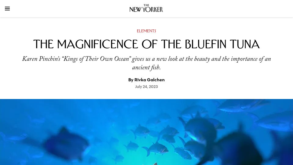Screenshot of newyorker.com: The magnificence of the bluefin tuna