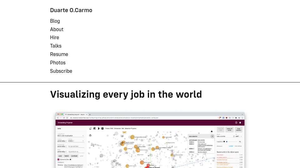 Screenshot of duarteocarmo.com: Visualizing every job in the world
