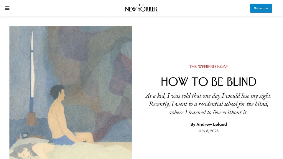 Screenshot of newyorker.com: How to Be Blind
