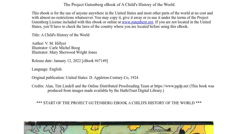 Screenshot of gutenberg.org: A Child's History of the World
