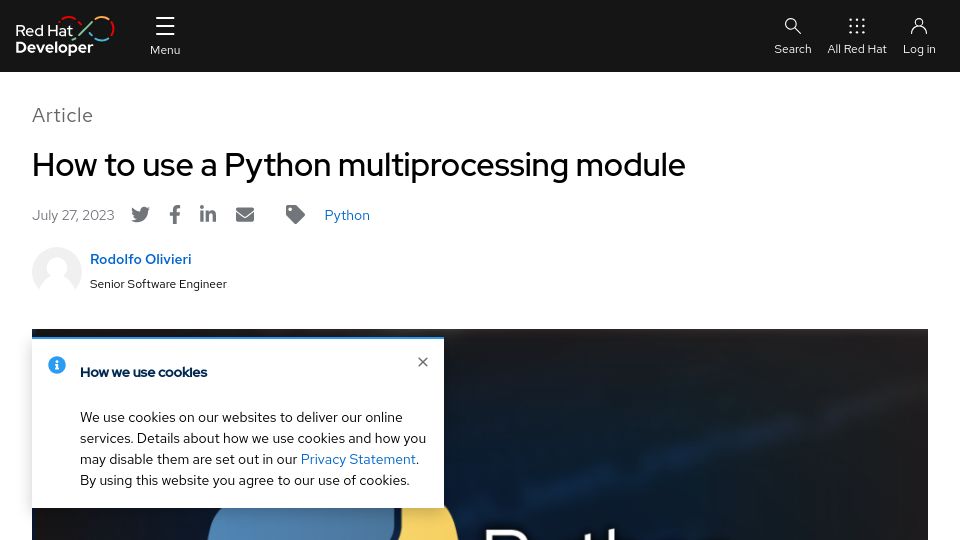 Screenshot of developers.redhat.com: How to use a Python multiprocessing module