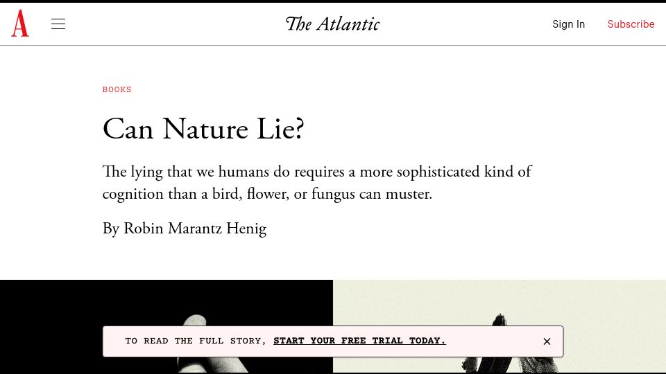Screenshot of theatlantic.com: Can Nature Lie?