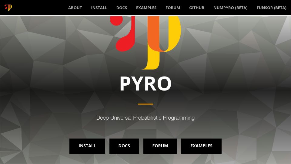 Screenshot of pyro.ai: Pyro: A universal, probablistic programming language