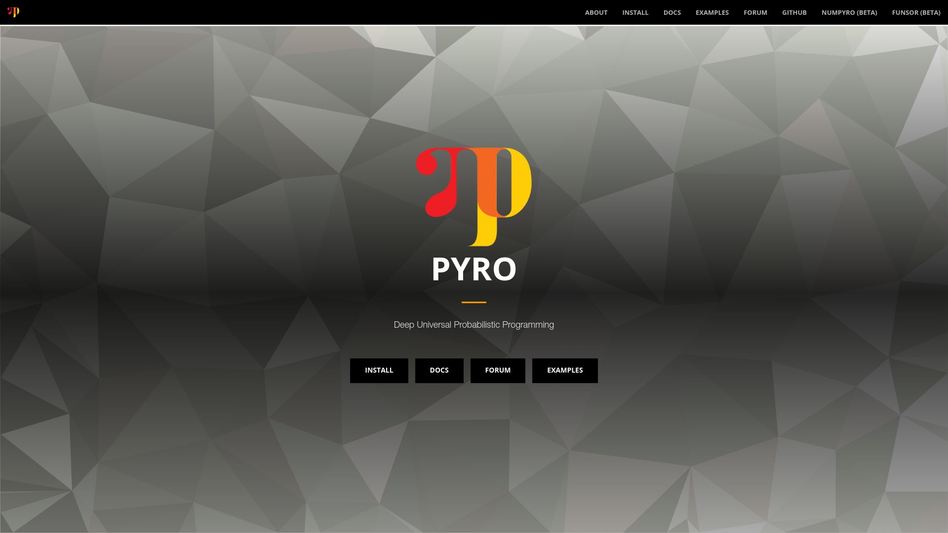 Screenshot of pyro.ai: Pyro: A universal, probablistic programming language