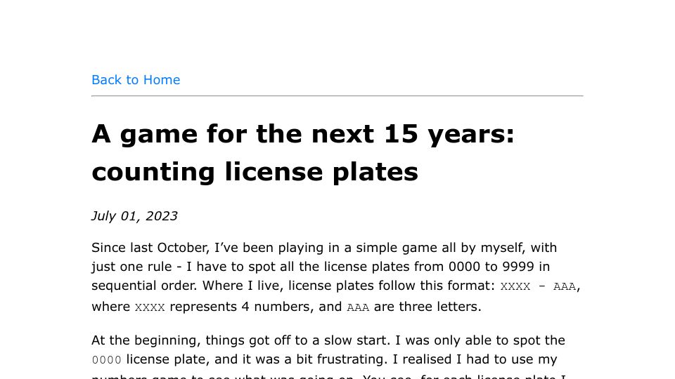 Screenshot of alexmolas.com: Counting License Plates