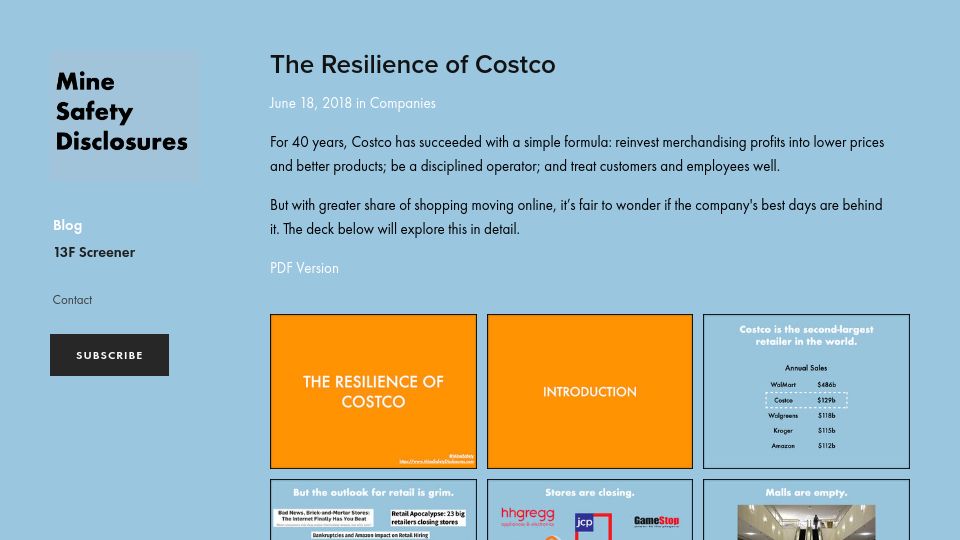 Screenshot of minesafetydisclosures.com: The Resilience of Costco (2018)
