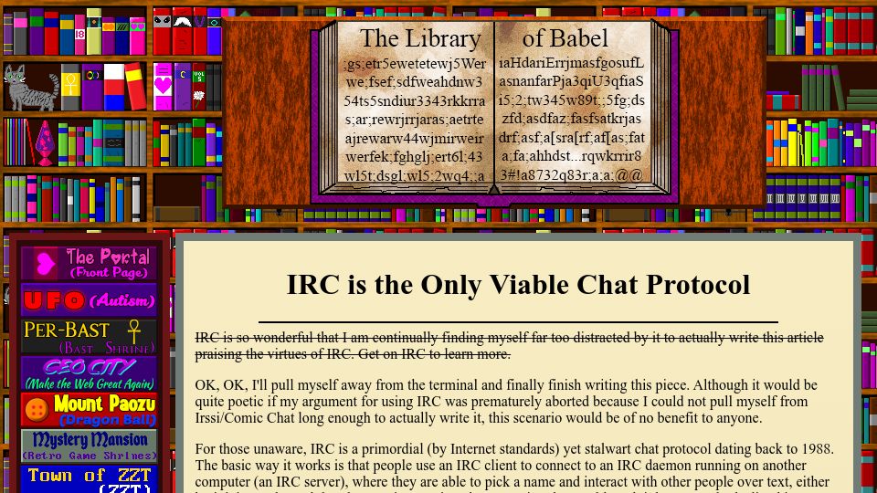 Screenshot of koshka.love: IRC is the only viable chat protocol (2022)