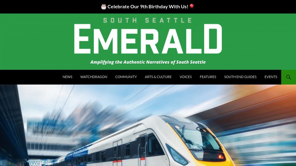 Screenshot of southseattleemerald.com: Plans develop for high-speed rail in the PNW